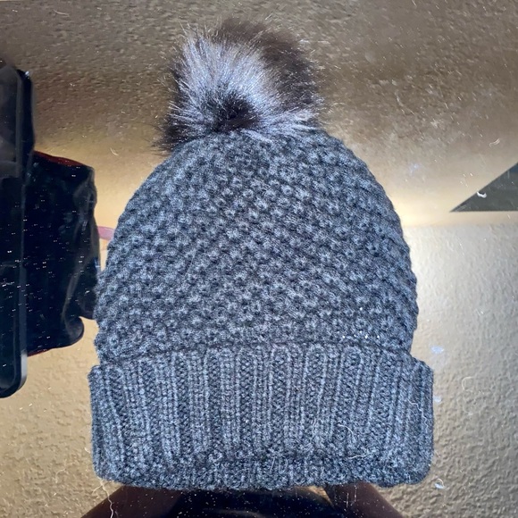 tjd Accessories - Black TJD knit beanie with soft Pom Pom